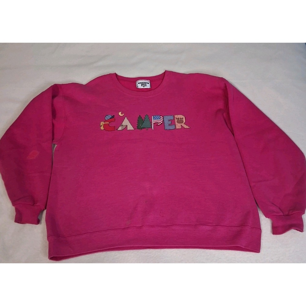 Lee Heavyweight‎ Crewneck Sweatshirt Novelty Camper Thrashed Women's Large READ